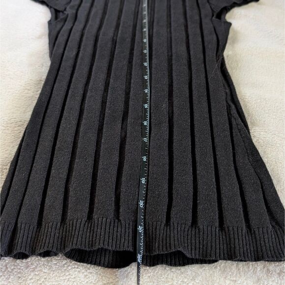 Y2K Fitted Short Sleeve Sweater Women's XS/Small Black Solid Ribbed Ruched - Picture 6 of 6
